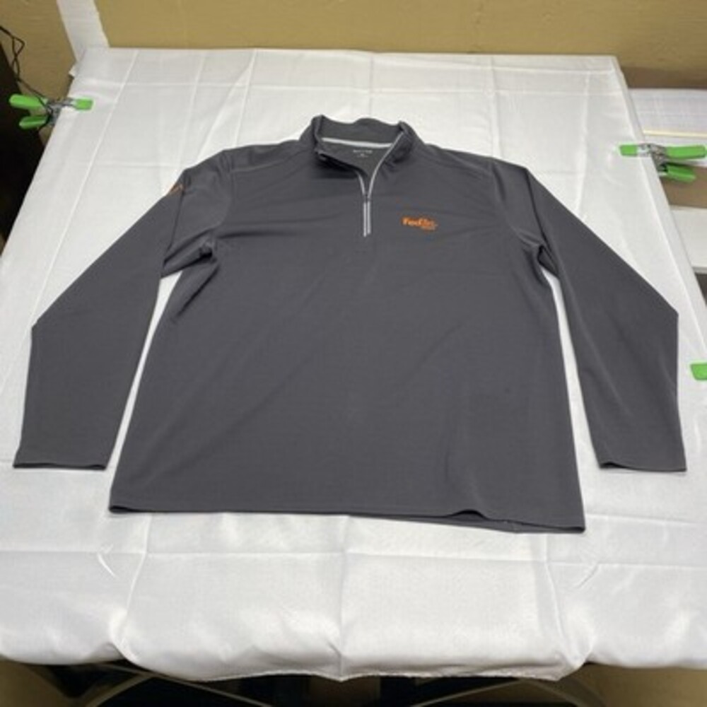 Sport-Tek Men's Gray Long Sleeve Performance Quarter-Zip FedEx Logo Shirt XL